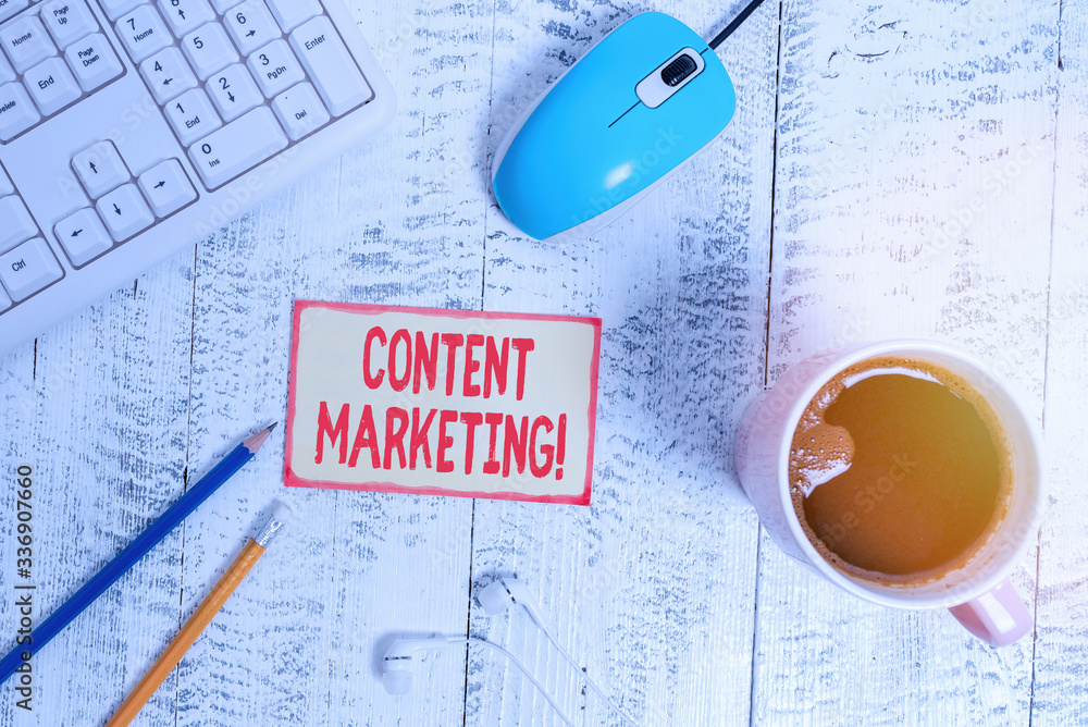 Poster text sign showing content marketing. business photo text involves creation and sharing of online mat