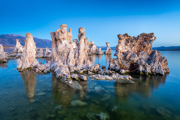 Mono Lake is a salty alkaline lake in Mono County, California, United States of America. It has an area of 183 square kilometres and an average depth of 17 metres.