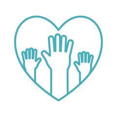 Obraz premium Heart with hands line style icon vector design