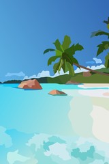 illustration of tropical, island and sea , vector drawing