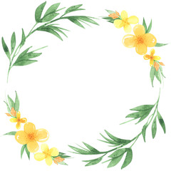 Watercolor wreath plants bamboo flowers frame
