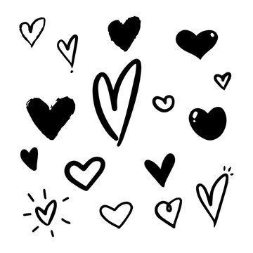 Vector Hand Drawn Heart Doodles