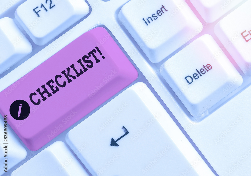 Poster writing note showing checklist. business concept for list items required things be done or points co