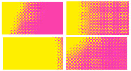 Obraz premium Pink background with dots. Set abstract background with halftone dots design. Vector illustration for comic book.