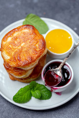 Homemade pancakes made from yeast dough.