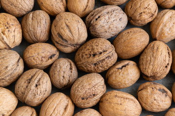 Whole raw walnuts, healthy eating ingredients, vegan and vegetarian food