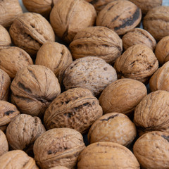 Whole raw walnuts, healthy eating ingredients, vegan and vegetarian food