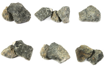 Basalt rock From industrial plants isolate on white background