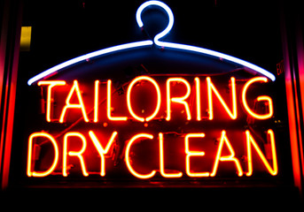neon tailoring dry cleaning sign