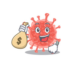 Rich oncovirus cartoon design holds money bags