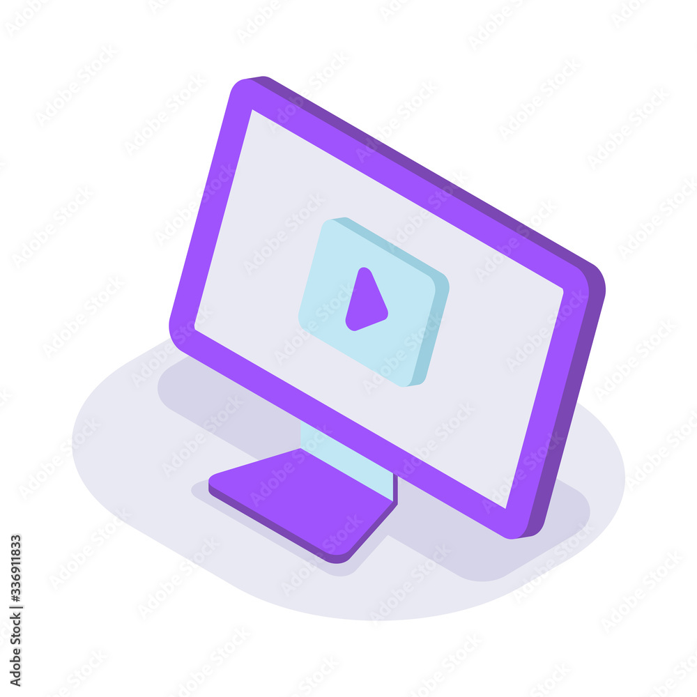 Aufkleber computer desktop monitor isometric icon with modern flat style color