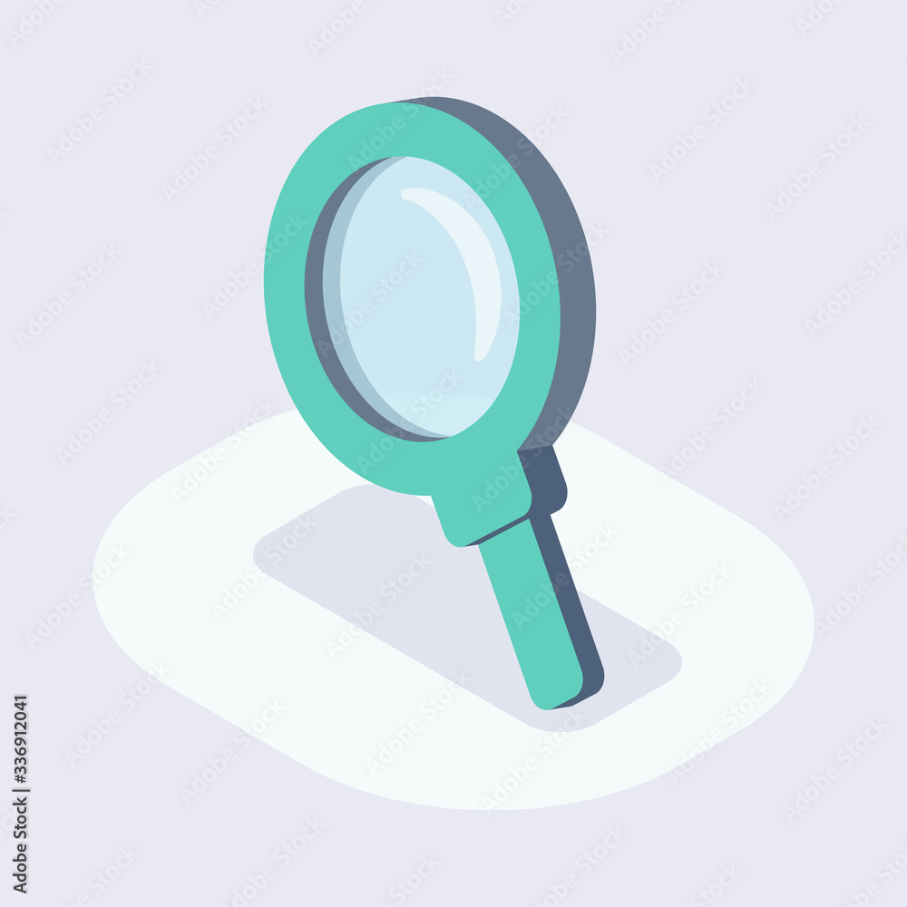 Poster magnifying zoom tools isometric icon with modern flat style color