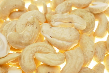 Cashew nuts isolated on a white background. Cashew nut background.Useful fats.Organic vegan bio product.