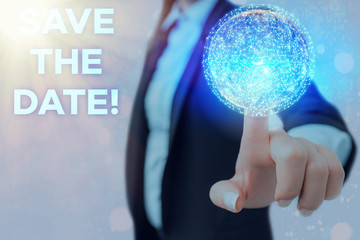 Writing note showing Save The Date. Business concept for reserve the mentioned future wedding date...