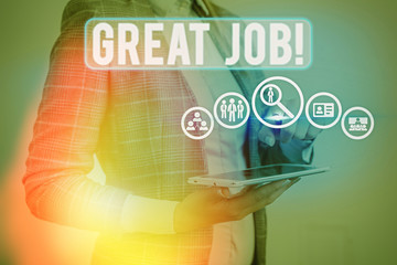 Text sign showing Great Job. Business photo text sed for telling someone that they have done...