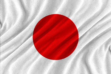 Fabric wavy texture national flag of japan.