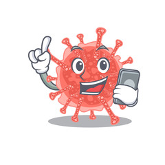 Oncovirus cartoon in character speaking on phone