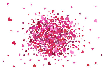 Explosion of the shapes of pink hearts.