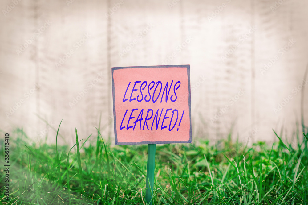 Poster text sign showing lessons learned. business photo text experiences distilled project that should act