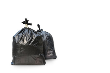 Close up of two garbage bags isolated on white background with clipping paths.