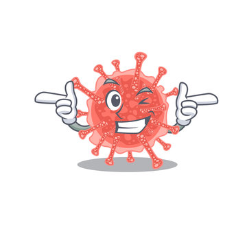 Cartoon design concept of oncovirus with funny wink eye