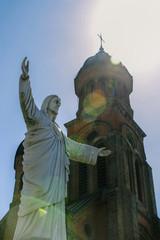 Fototapeta premium Jesus in the cathedral background