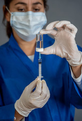 Scientist working on the development of the COVID-19 Vaccine. Coronavirus immunization treatment.