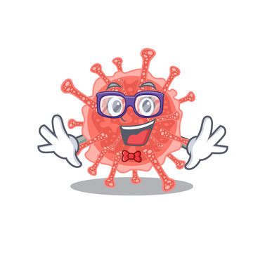 Mascot design style of geek oncovirus with glasses