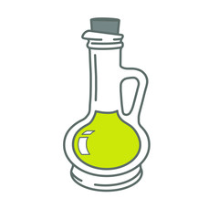icons of olive oil in a glass jug, filled outline style vector