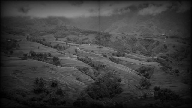 Sapa, Vietnam, video vecchio stile. Effetto retr&ograve; in bianco e nero