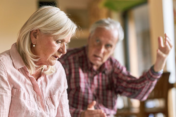 Senior couple has quarrel and conflict with rage