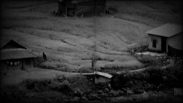 Sapa, Vietnam, video vecchio stile. Effetto retr&ograve; in bianco e nero