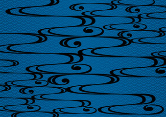 和柄 円 流水紋 青 Wall Mural Wallpaper Murals メガネ