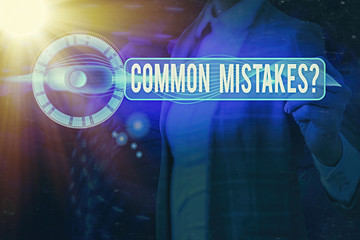 Handwriting text Common Mistakes question. Conceptual photo repeat act or judgement misguided or...