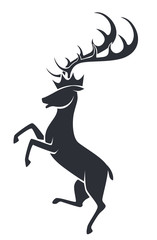 Wild stag or deer in motion , silhouette icon