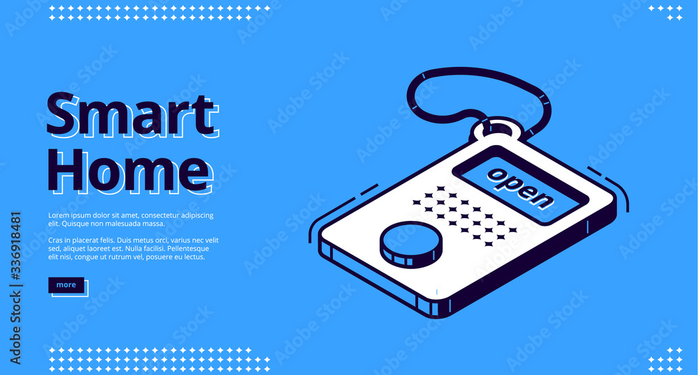 Poster smart home banner. internet of things technology concept. vector landing page of house control syste