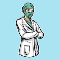 female doctor vector logo illustration