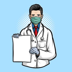 doctor holding paper vector illustration