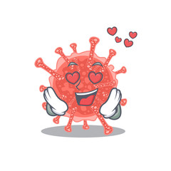 Cute oncovirus cartoon character has a falling in love face