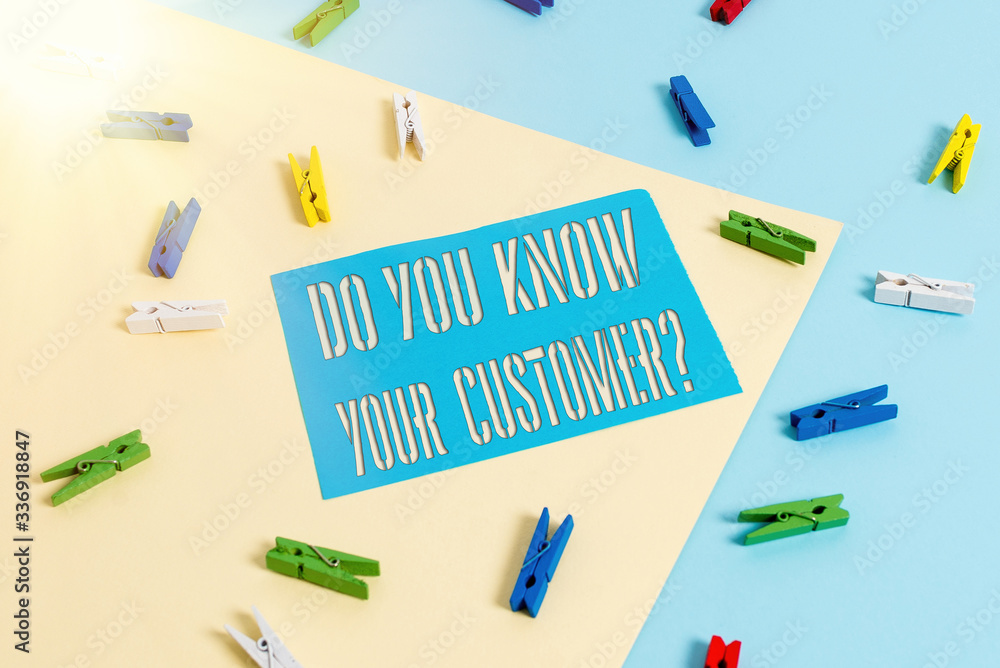 Poster writing note showing do you know your customer question. business concept for service identify clien