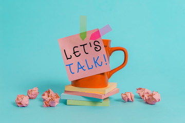 Conceptual hand writing showing Let Talk. Concept meaning they are suggesting beginning...