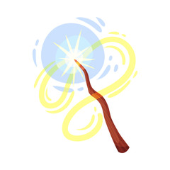 Fairy Stick with Sparkling Glow for Magic Enchantment Vector Illustration