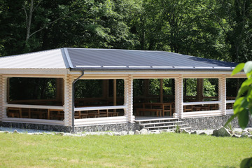 gazebo for recreation empty of wooden beams