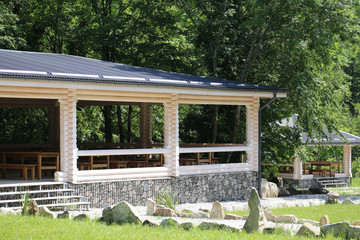 gazebo for recreation empty of wooden beams