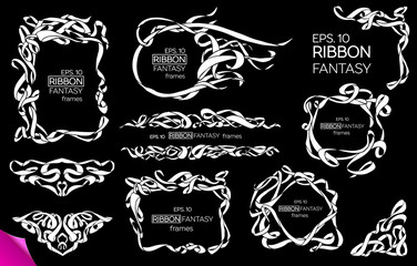 Vector Set of Vintage Classic Engraved Frames and Dividers Hand Drawn in Art Nouveau Style