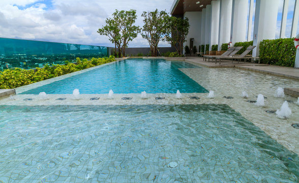 Swimming Pool On Condo And City View.