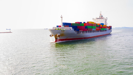 shipping cargo containers transportation on the sea