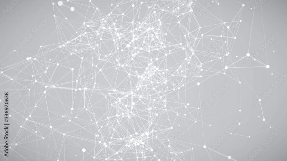 Poster abstract white plexus structure evolving in motion background with technology, science and engineeri