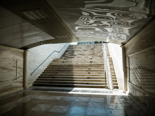 Marble underground in central Baku, Azerbaijan no people