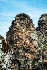 Stone faces of Bodhisattva at Bayon temple, Siem Reap, Cambodia